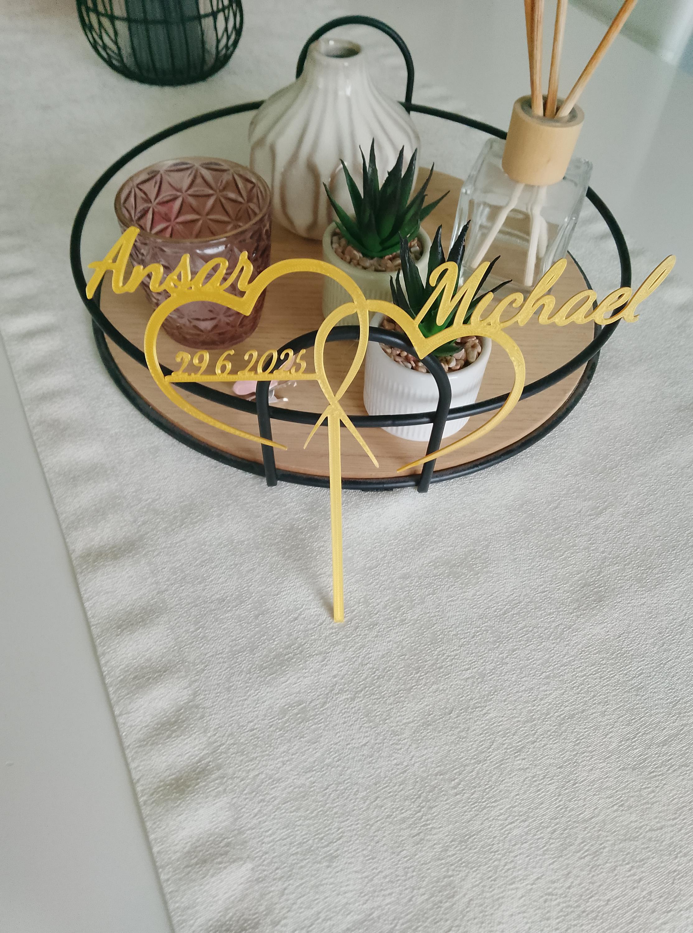 Caketopper - Hochzeit mit Wunschnamen • 3D Schriftzug Tortenstecker Verlobung