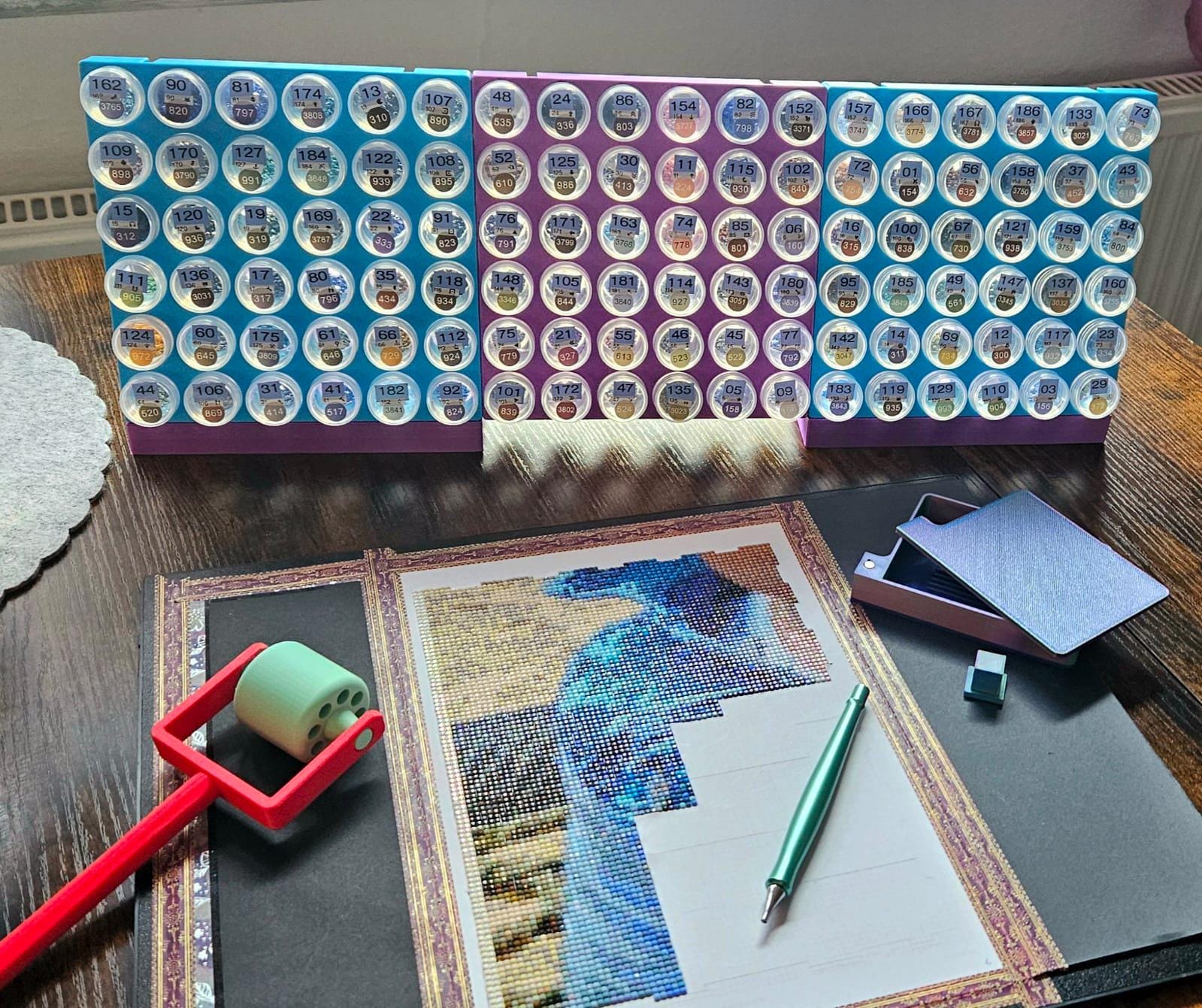 Diamant painting, Diamond painting, Dosenregal, Döschenwand, Aufbewahrung, Schiffchen, Tray, Garage, kombinierbar.