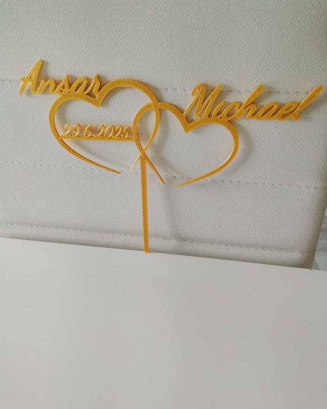 Caketopper - Hochzeit mit Wunschnamen • 3D Schriftzug Tortenstecker Verlobung
