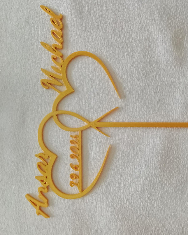 Caketopper - Hochzeit mit Wunschnamen • 3D Schriftzug Tortenstecker Verlobung