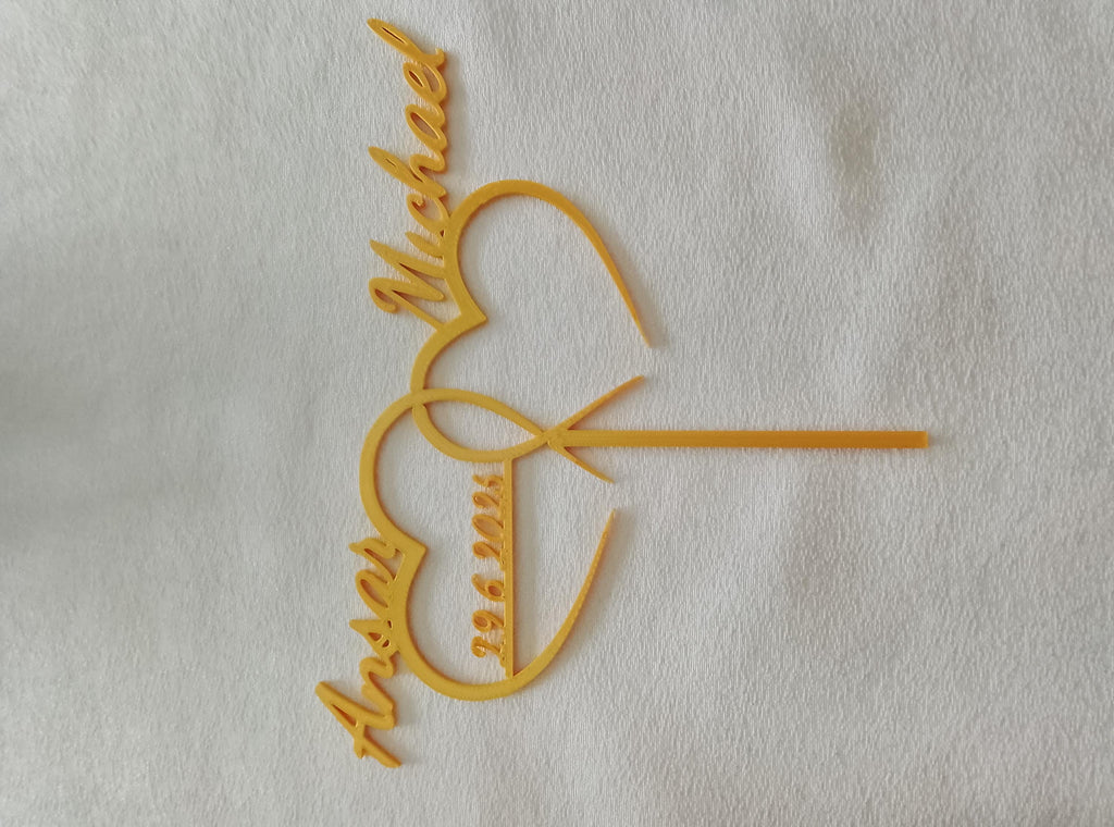 Caketopper - Hochzeit mit Wunschnamen • 3D Schriftzug Tortenstecker Verlobung