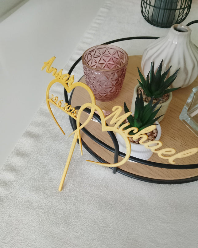 Caketopper - Hochzeit mit Wunschnamen • 3D Schriftzug Tortenstecker Verlobung