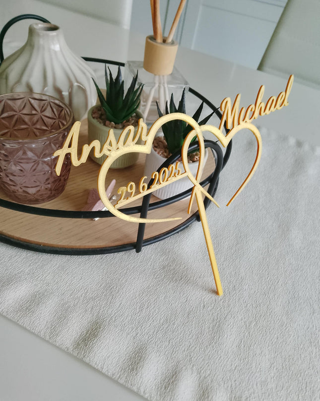 Caketopper - Hochzeit mit Wunschnamen • 3D Schriftzug Tortenstecker Verlobung