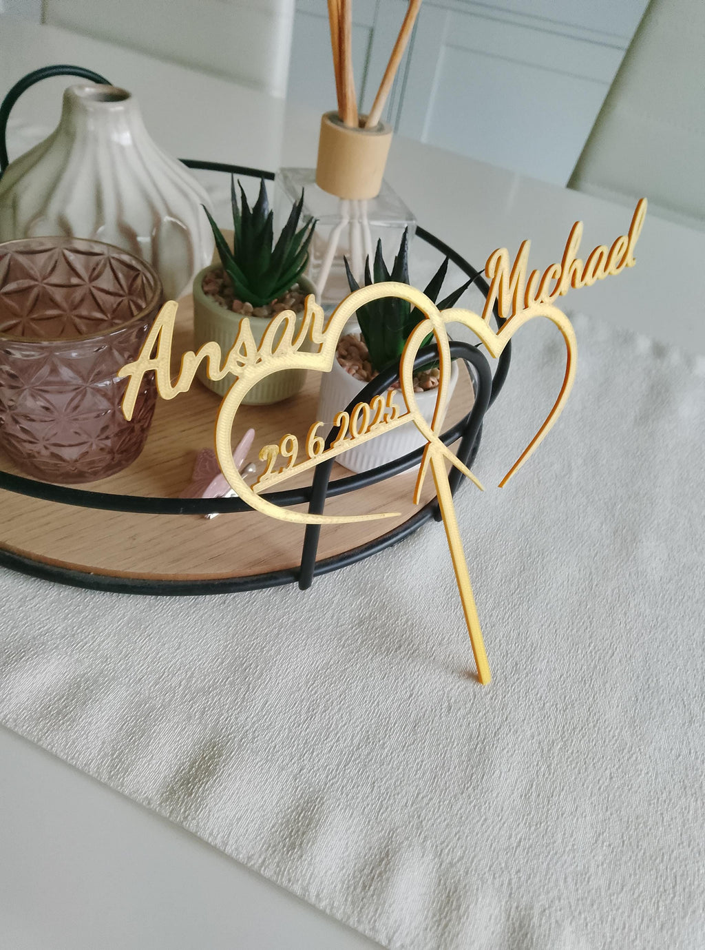 Caketopper - Hochzeit mit Wunschnamen • 3D Schriftzug Tortenstecker Verlobung