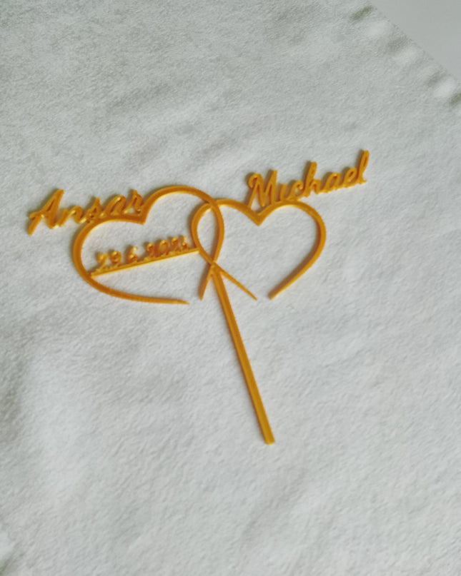 Caketopper - Hochzeit mit Wunschnamen • 3D Schriftzug Tortenstecker Verlobung