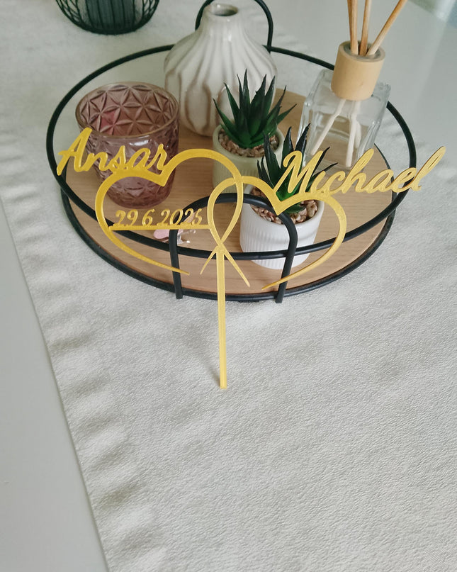 Caketopper - Hochzeit mit Wunschnamen • 3D Schriftzug Tortenstecker Verlobung