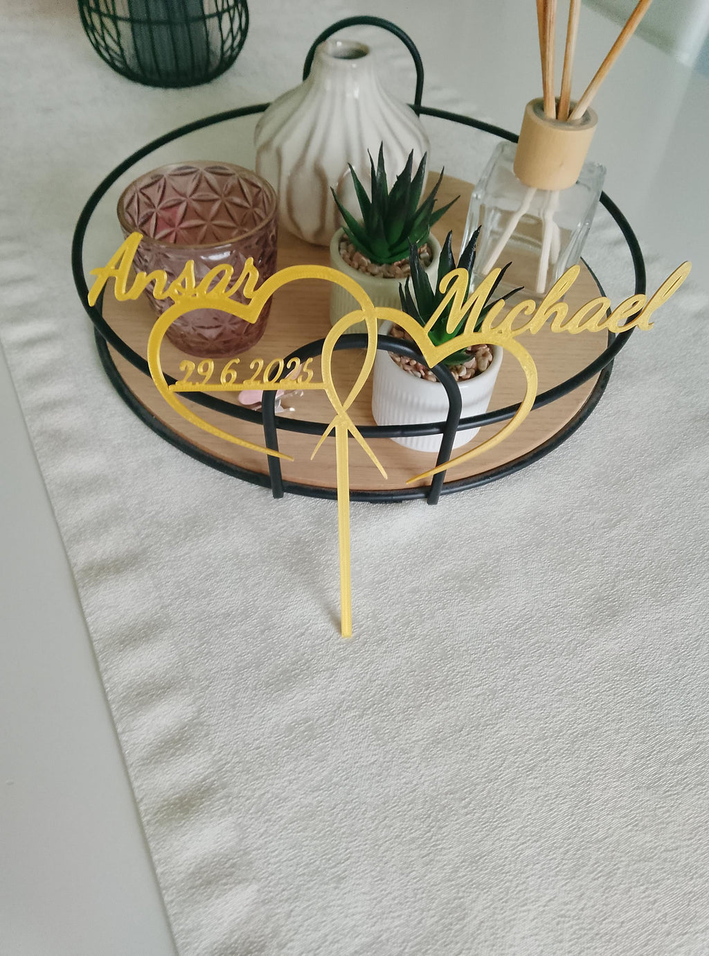 Caketopper - Hochzeit mit Wunschnamen • 3D Schriftzug Tortenstecker Verlobung