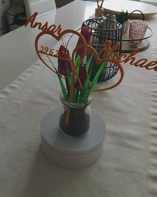 Caketopper - Hochzeit mit Wunschnamen • 3D Schriftzug Tortenstecker Verlobung