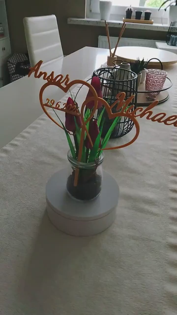 Caketopper - Hochzeit mit Wunschnamen • 3D Schriftzug Tortenstecker Verlobung